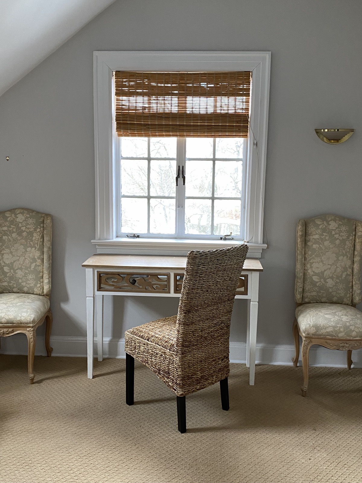 Suite 2F — window light, bamboo shades, working console